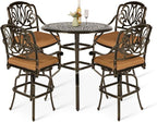 VIVIJASON 5-Piece Patio Swivel Bar Stools Set, All Weather Cast Aluminum by VIVIJASON