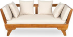 Christopher Knight Home Gary Patio Convertible Couch, Wooden Outdoor Daybed - Image 5