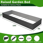 2PCS 10x3x1ft Galvanized Raised Garden Bed Kit, Galvanized Planter Raised - Image 3
