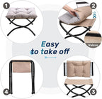 HollyHOME 15" Folding Footrest Stool, Upholstered Small Foldable Ottoman - Image 6