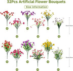 Alupssuc 32 Bundles Artificial Flowers - Image 3