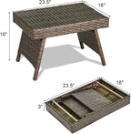 Tangkula Outdoor Folding Wicker Table, Heavy Duty Rattan Foldable Standing - Image 3