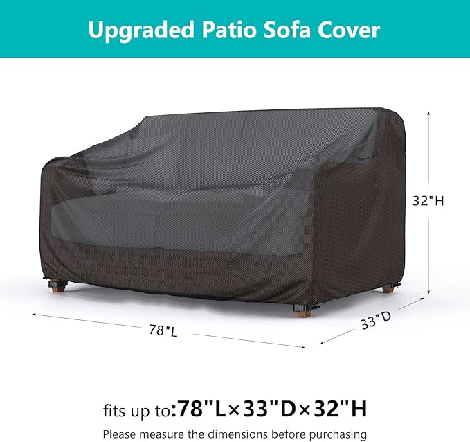 Heavy Duty Patio Sofa Cover, Waterproof 3-Seater Outdoor Couch Cover Patio - Image 2