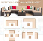 Vongrasig 7 Pieces Patio Furniture Sets, Outdoor Modular Sectional Sofa Patio - Image 4