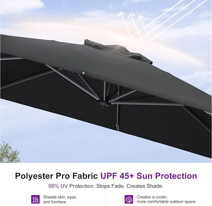 PURPLE LEAF 9 Feet Patio Umbrella Outdoor Cantilever Square Umbrella Aluminum - Image 4