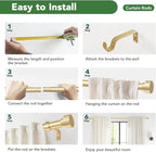 Time Forest Curtain Rods for Windows 28 to 48, 1 Inch Adjustable Gold Heavy - Image 9