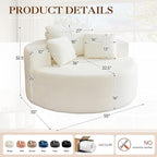 Antetek Oversized Round Chaise Longue Chair Indoor, Modern 55-inch Upholstered - Image 2