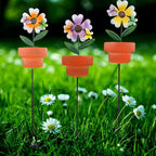 Metal Garden Stakes Decor, 3 Pack Flowers Pot Decorative Garden Stakes - Image 4