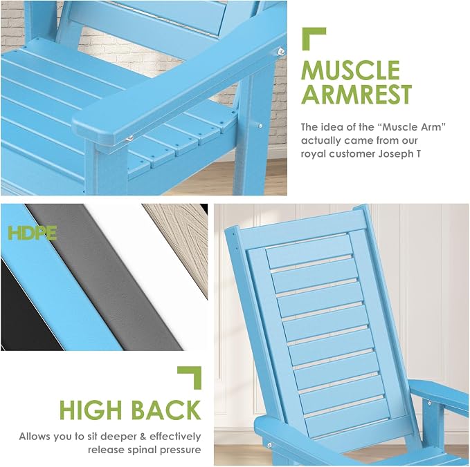 GREENVINES Outdoor Rocking Chair Set | 3-Piece | 2 Rocking Chairs - Image 7