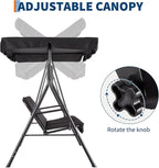 Porch Swing Chair with Adjustable Canopy - Image 2