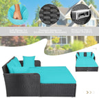 HAPPYGRILL Outdoor Rattan Daybed Patio Loveseat Sofa Set - Image 6