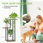 3 Tier Plant Stand Indoor Outdoor, Wood Metal Flower Shelf Pot Holder Clearance - Image 3