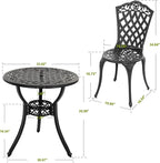 NUU GARDEN 3-Piece Patio Bistro Set Outdoor Cast Aluminum Bistro Table and - Image 5