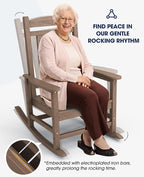 KINGYES HDPE Outdoor Rocking Chair Set of 4, All-Weather Poly Patio Rocking - Image 7