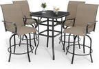 5 PCS Outdoor Bar Set with Outdoor Bistro Table and Chairs Set of 4, Bar Height by LuyFuitre