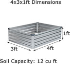 4x3x1ft Galvanized Raised Garden Bed, Outdoor Planter Box Metal Patio Kit - Image 2