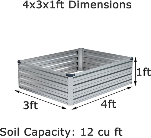 4x3x1ft Galvanized Raised Garden Bed, Outdoor Planter Box Metal Patio Kit - Image 2