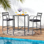 VINGLI 3-Piece Outdoor Bar Set, Aluminum Bar Height Table & 2 Chairs - Image 2