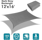 KANAGAWA Sun Shade Sail 12'x16' Dark Gray Rectangle UV Block Canopy Awning - Image 2