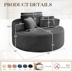 Antetek Oversized Round Chaise Longue Chair Indoor, Modern 55-inch Upholstered - Image 2