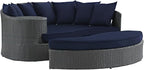 Modway Sojourn Wicker Rattan Outdoor Patio Sunbrella Fabric Daybed in Canvas - Image 4