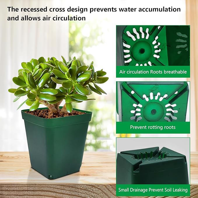 Square Nursery Seedling Pot 3.5 Inches 90 Pcs, Small Nursery Pot Plastic Thick - Image 4