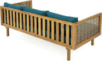 Merax 67.5" Outdoor Patio Daybed 3 Seater Sofa Bed, Acacia Wood Frame - Image 7