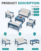 SERWALL HDPE Patio Furniture Set, 5 Piece All Weather Wood-Like Sectional - Image 2