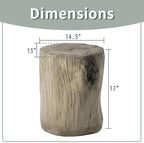 SUNBURY Outdoor Side Table Set of 2, Tree Stump Side Table Grey Colored Faux - Image 3