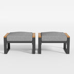 Sundale Outdoor 2 Pieces Aluminum Patio Ottoman, Outdoor Footstool - Image 8