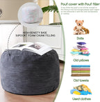 HIGOGOGO Round Stuffed Pouf Ottoman, Corduroy Poufs - Image 5