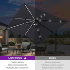 PURPLE LEAF 10 Feet Patio Umbrella Outdoor Cantilever Solar Powered LED Swivel - Image 3