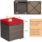 RELAX4LIFE Wicker Outdoor Storage Ottoman, 2-Piece Rattan Footstool w/Removable - Image 3