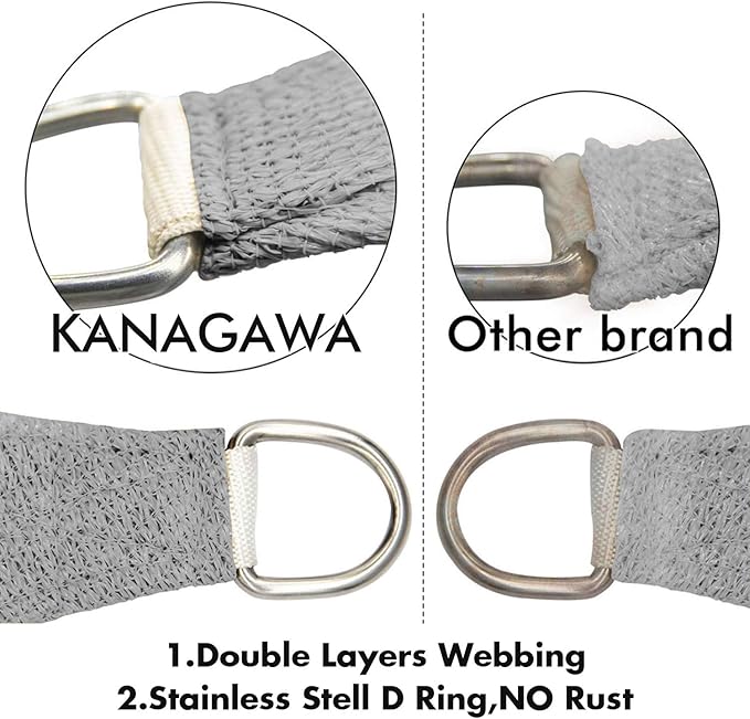 KANAGAWA Sun Shade Sail 7'x13' Gray Rectangle UV Block Canopy Awning Shelter - Image 4