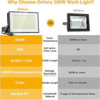 Onforu 300W Flood Lights Outdoor, 30000lm Bright LED Work Light - Image 6