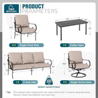MFSTUDIO 7 Seats Metal Patio Conversation Furniture Sets, 6 Pieces Outdoor - Image 2