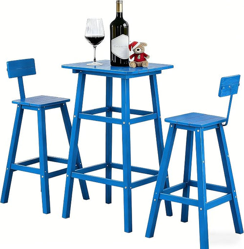 3-Piece Outdoor Counter Height Bar Table Set, HDPE Weather Resistant by NagaBahna