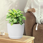 12/10/9 inch Large Plant Pots, 3 Pack Modern Decorative Plastic Planters - Image 2
