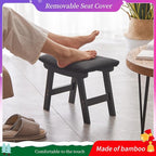 Foot Stool, Bamboo Small Sofa Foot Rest Under Desk, Extra Seating - Image 3