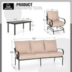 MFSTUDIO 5 Seats Large Metal Patio Conversation Sets, 4 Pieces Outdoor Patio - Image 7