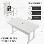 HDPE Dining Table Set for 10, 12-Piece Outdoor Table and Chairs Include 10 - Image 3