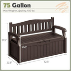 Homall 75 Gallon Outdoor Storage Benches Lockable Deck Box - Image 3