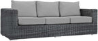 Modway Summon Wicker Rattan Outdoor Patio Sunbrella Sofa in Canvas Gray by Modway