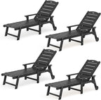 LUE BONA Outdoor Chaise Lounge Chairs Set of 4, HDPS Chaise Lounger, 5 by LUEBONA