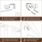 1” Diameter Curtain Rods Itself is 30 to 90 inch 2 Pack Fit 30-84 inch Window - Image 6