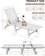 Carauci Lounge Chair Outdoor Set of 2, HDPE Chaise Lounge - Image 3