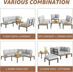 NATURAL EXPRESSIONS Patio Furniture Sets, L Shape Patio Sectional Metal Outdoor - Image 8