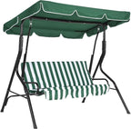 Outdoor Porch Swing Chair with Adjustable Canopy & Striped Seat Cushion by Garvee
