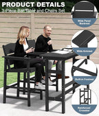 Bar Height Patio Table and Chairs Set, HDPE Outdoor Adirondack Bar Chairs and - Image 4