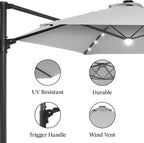 Best Choice Products 10ft Solar LED Offset Cantilever Hanging Market Patio - Image 8